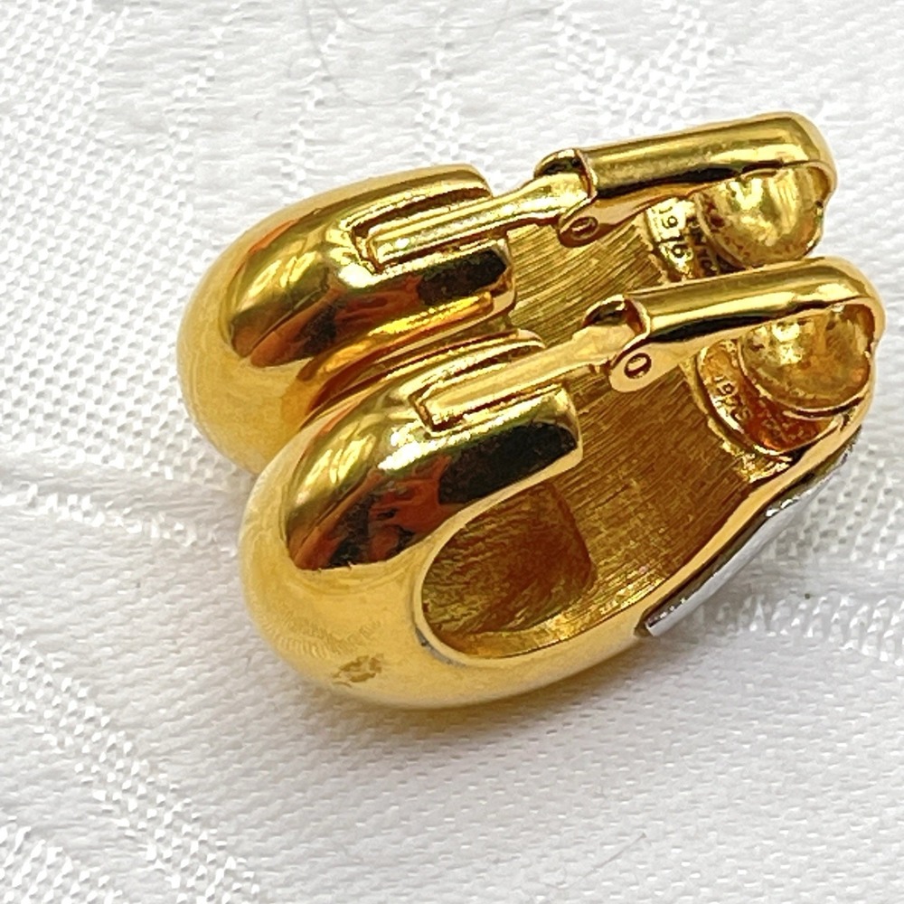 Vintage Givenchy Clip-On Earrings Silver & Gold Tone Signed Paris New York 1976 - Picture 7 of 12